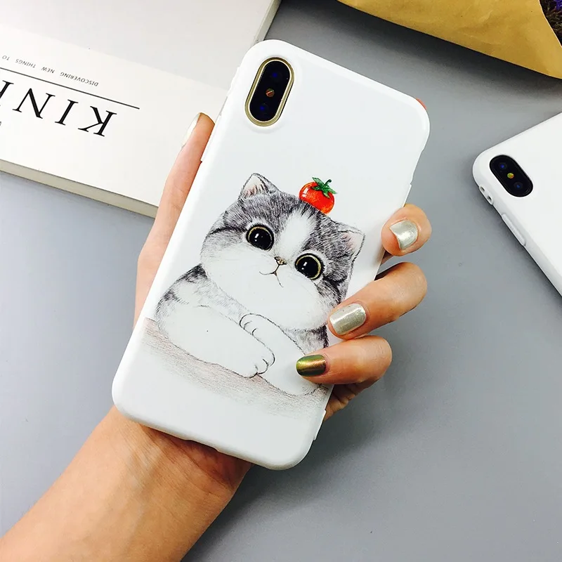 Portefeuille For iPhone X Case Cute Husky Cat Cartoon Patterned Slim Thin Silicone Case Cover For iPhone 10 8 Plus 7 6 6S Coque (3)
