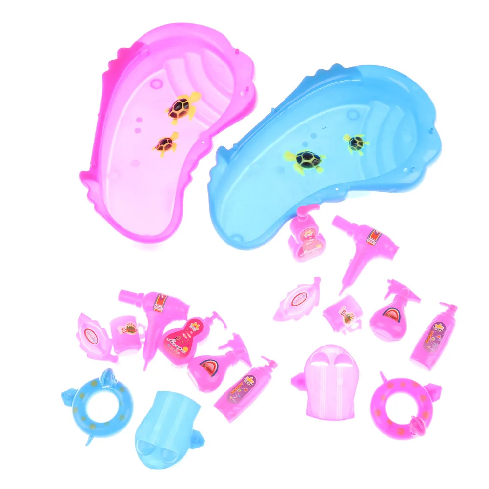 11Pcs Dollhouse Miniature Bathtub & Bath Supplies Set for Bathroom