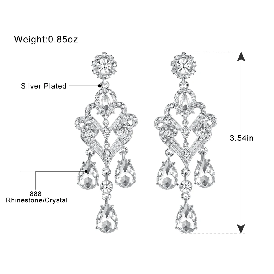 Mecresh роскошный серебряный цвет люстра Висячие серьги для женщин Кристалл длинные висячие серьги модные свадебные украшения EH1152