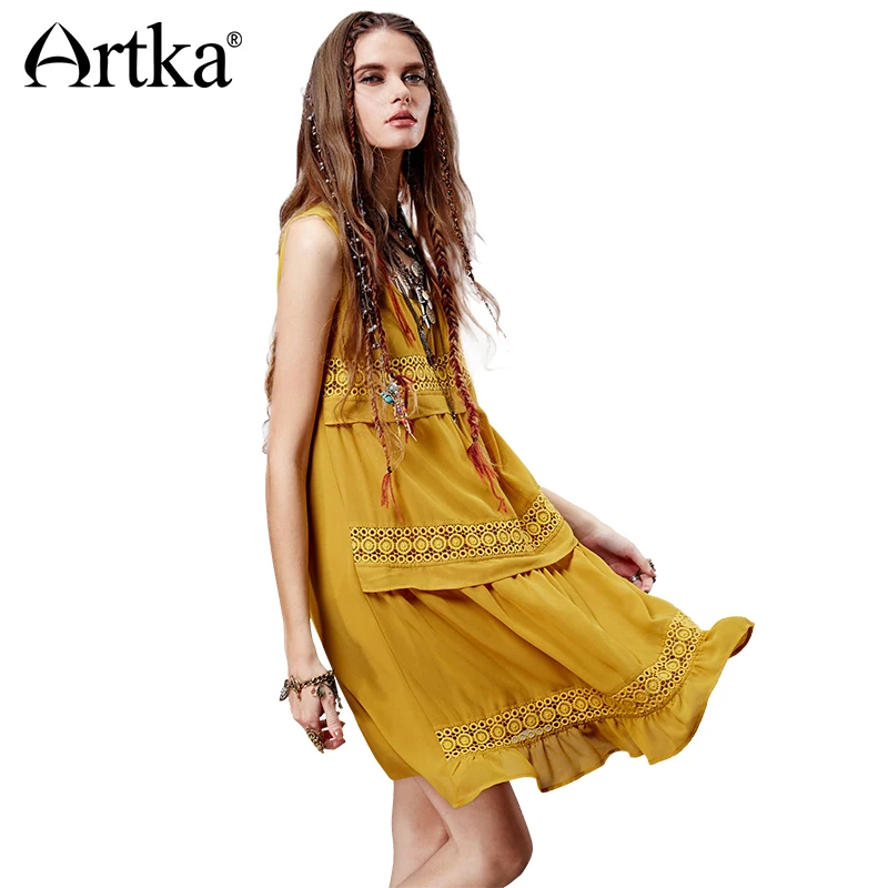 Artka 2015 женская ретро новая коллекция летней одежды в богемском стили ажурная
