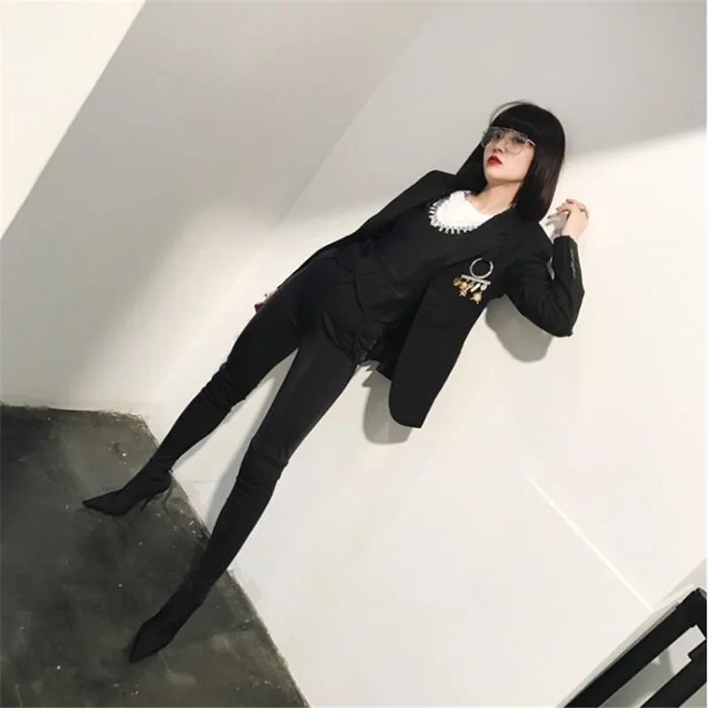 Le rouge À Chaussette 2017 Sexy Chaussures rose Date Stretch rose Pointu Mode Hauts Femme De Genou Noir Rouge Talons Sur Femmes Bout vert Bottes SzMpUV