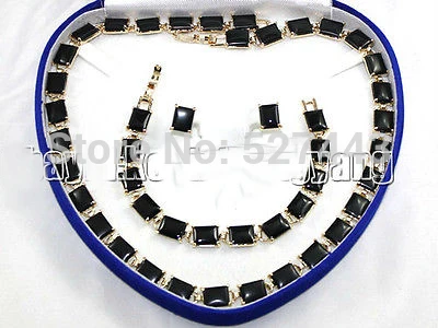 

Wholesale JWEW6529 Yellow Gold Plate Black Jade Necklace Bracelet Earring
