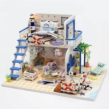 Мебель DIY Кукольный дом деревянный миниатюрный Кукольные домики Мебель комплект коробки пазл собрать кукольный домик игрушка для Детский подарок