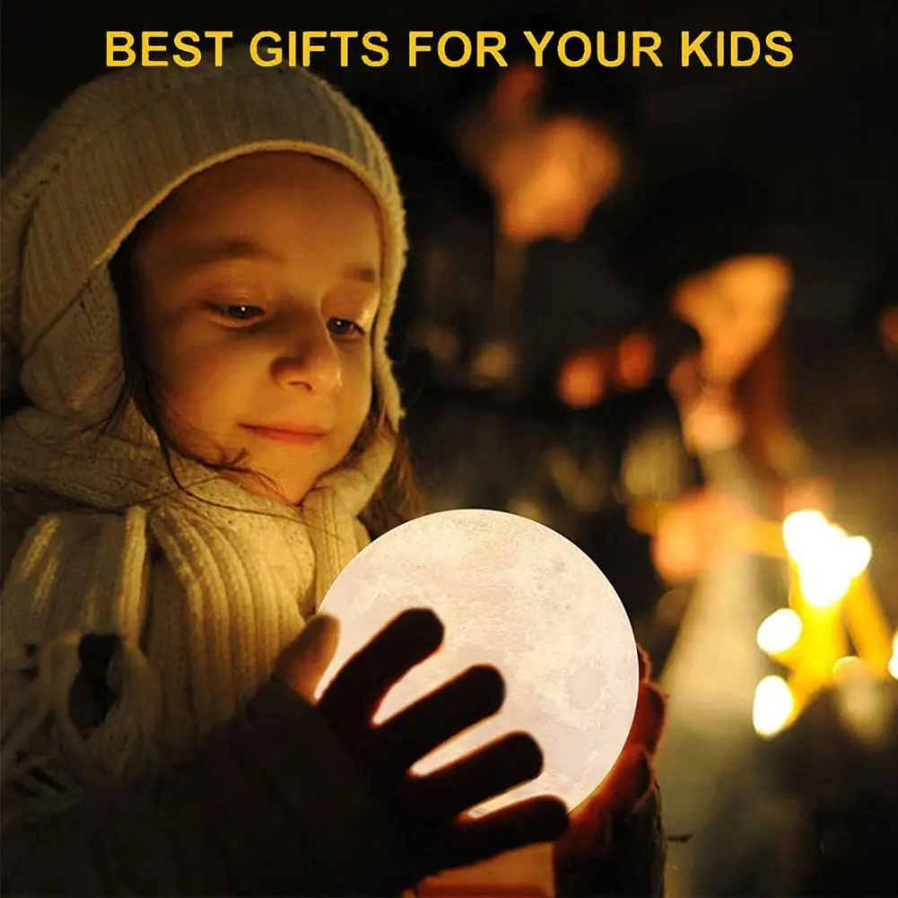 

HobbyLane 3D Print Moon Lamp USB Rechargeable 2 Color Touch Control Bedroom Adjustable Night Light Decor Gift Office Decoration