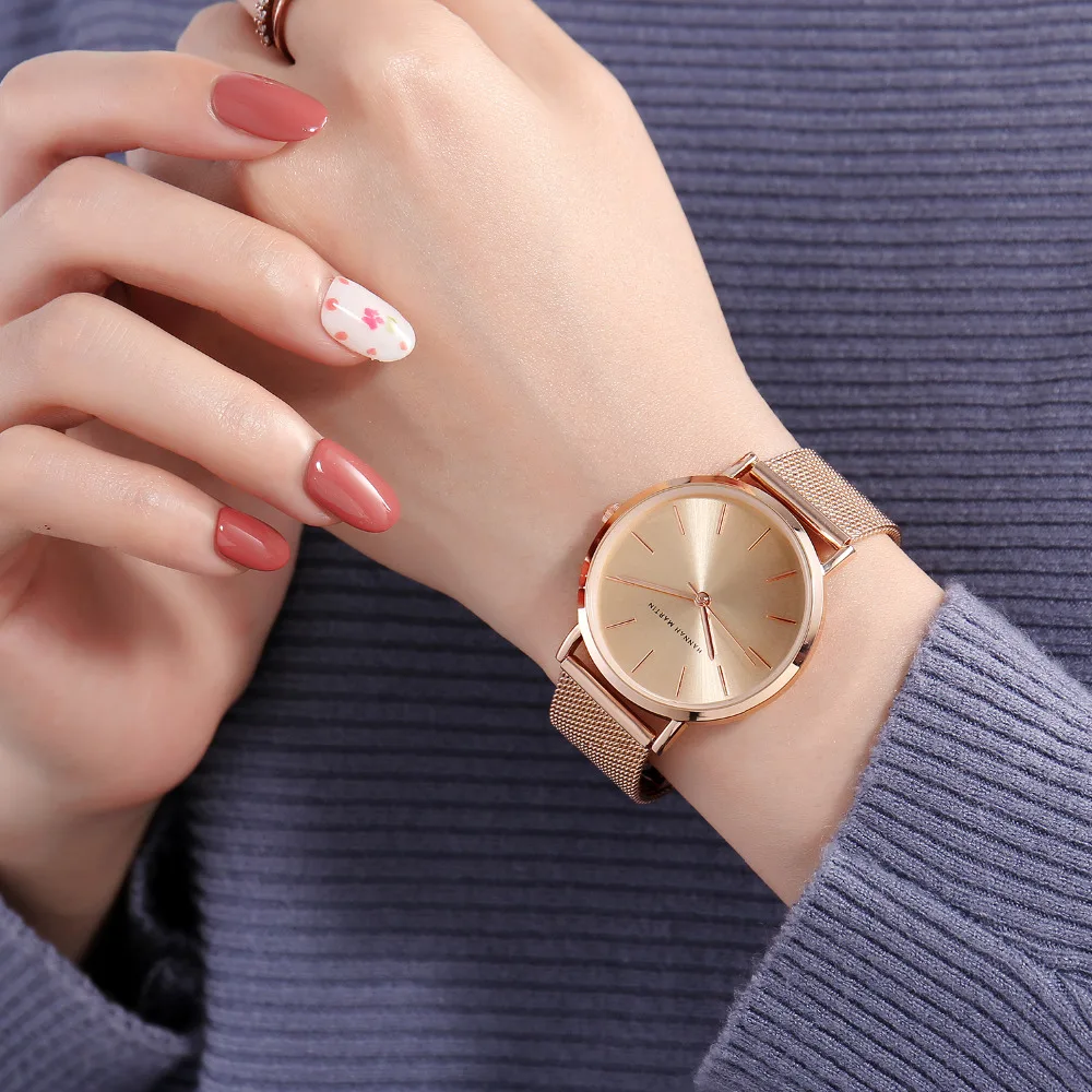 2018 New Style Bracelet Japan Quartz Movement Stainless Steel Mesh Band Women Watch Waterproof Full Rose Gold Lady Watch 36mm