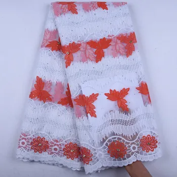 

New African Lace Fabrics High Quality Milk Silk France Tulle Lace Fabric Orange Color Nigerian Lace For Wedding Dress Y1561