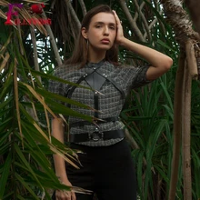 Fullyoung сексуальная панк цепочка в готическом стиле металлическая кожа жгут черная пентаграмма корпус клетка грудь топы ремень Регулируемый размер Танцевальная вечеринка для женщин