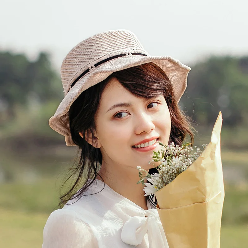 

INMAN Summer Spring Season Foldable Design Japanese Sweet Style Sun Proof Beach Travel Use Bucket Hat