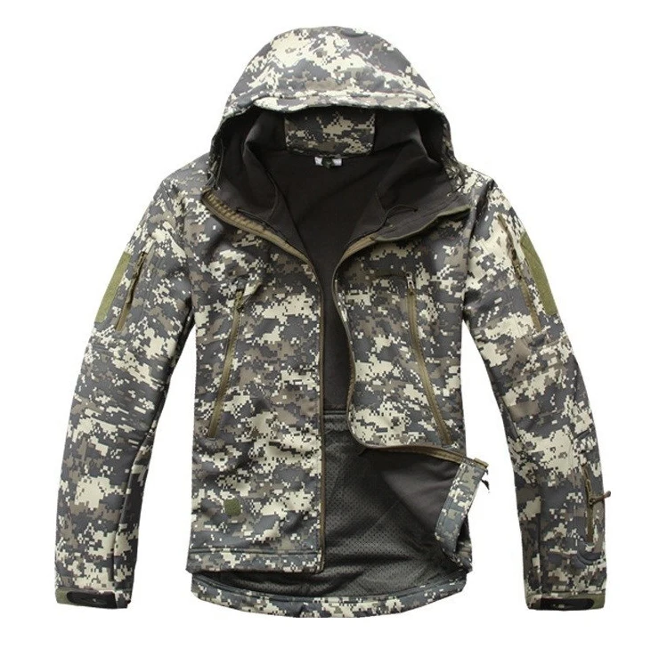 Скрытень Акула мягкая оболочка Военная тактическая куртка мужская водонепроницаемая теплая ветровка пальто камуфляжная куртка с капюшоном армейская одежда США