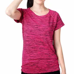 Фитнес дышащая впитывающая пот женская футболка спортивные топы быстросохнущие тонкие футболки для бега спортивная одежда с коротким