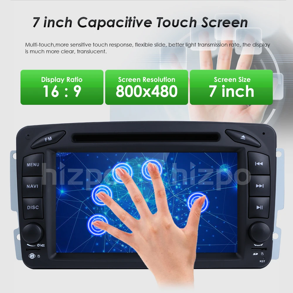 Sale Hizpo 2Din SteeringWheel For Mercedes/Benz/W209/203 Car DVD Player AM/FM GPS Navigation Radio Stereo BT DVBT RDS dab+ MirrorLink 7