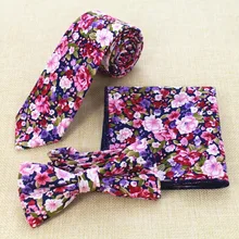 RBOCOTT мужской галстук-бабочка и платок галстук набор хлопок галстук с рисунком и Handky набор 6 см тонкий галстук с цветочным рисунком узкий галстук-бабочка