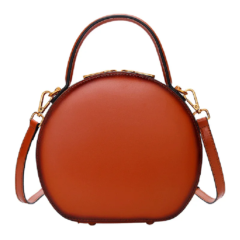 

Ladies Round Bag Genuine Leather shoulder Handbag New Messenger bag Female Leather Fashion Handbag Small wholesale and Retail