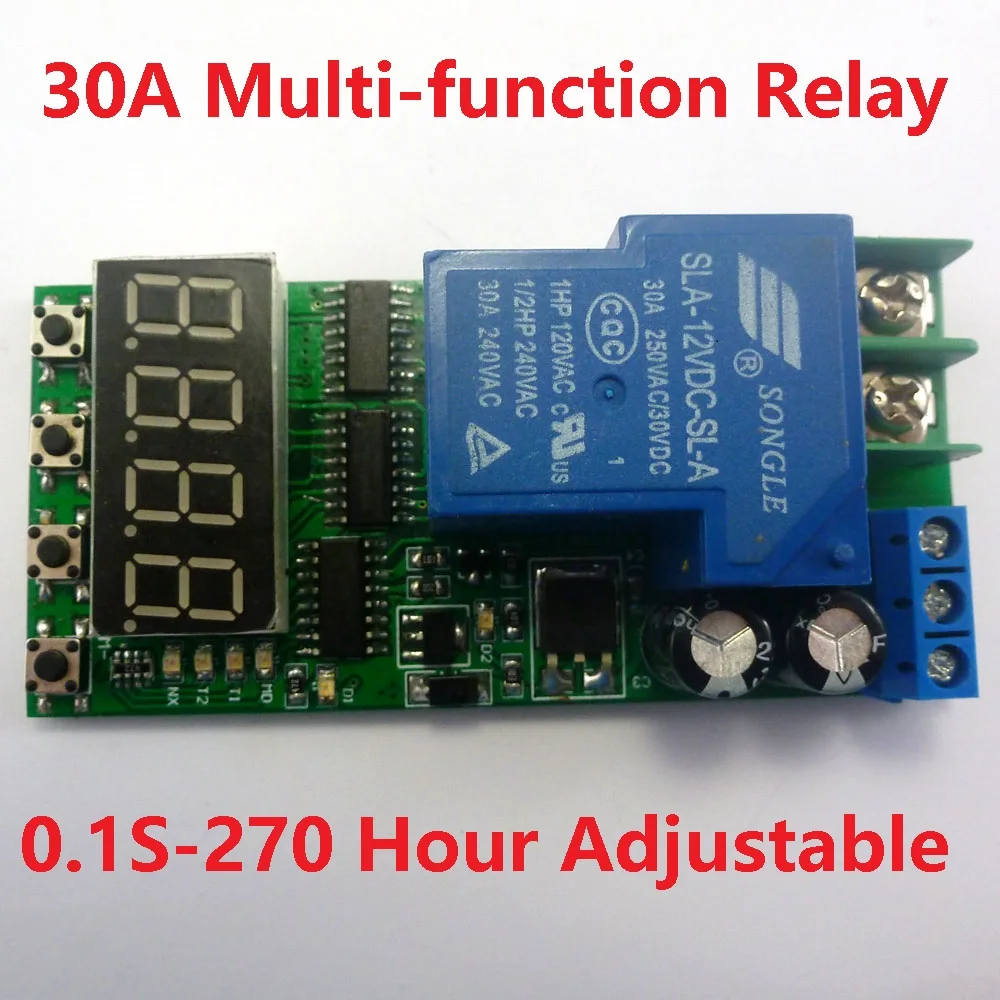 

IO23C01_12V DC 12V 30A Multifunction Timer Delay Relay Module High Power On/Off Adjustable for PLC Motor LED Car