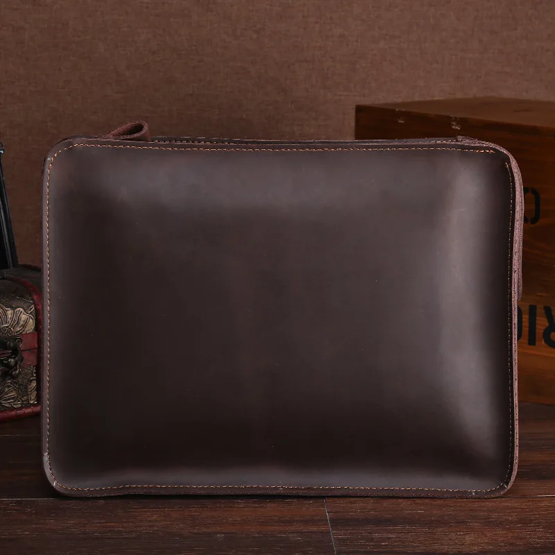 مجنون الحصان الجلود حقيبة الأعمال الرجال جلد طبيعي محمول حمل حقائب Crossbody أكياس حقيبة يد الرجال حقيبة ساعي