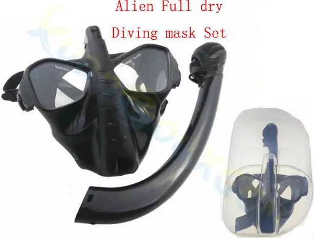 Инопланетянин Взрослый Дайвинг Оборудование Набор силиконовый Полный сухой трубка+ маска для дайвинга+ ПП коробка плавательные очки дыхательная трубка - Цвет: Alien Black