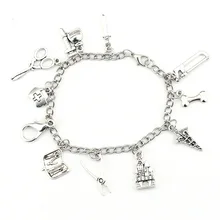 Серый анатомический Вдохновленный Браслет Серебряный тон