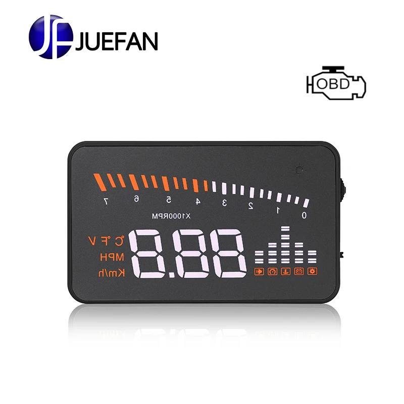 JUEFAN X5 OBD2 OBD II или EOBD HUD Дисплей Plug and Playcar автомобильный скоростной проектор лобовое