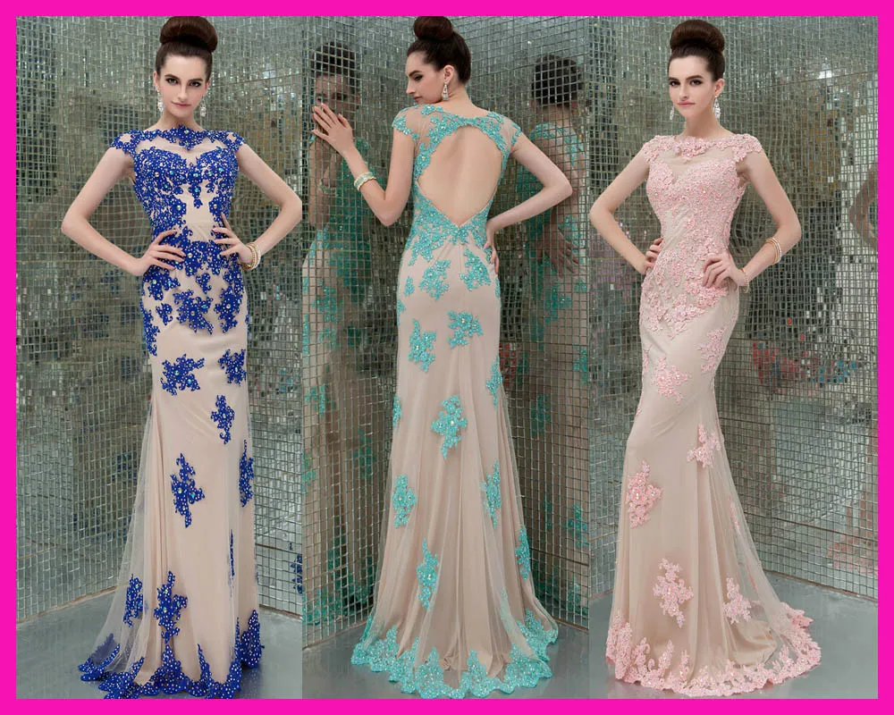 Custom Made Manual Tulle Scoop Cap Sleeve Appliques Fashion Stunning Floor Length Long Evening Dresses | Свадьбы и торжества