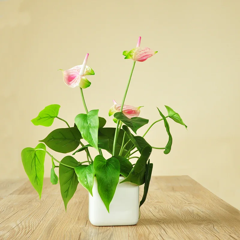 

Red Anthurium Bouquet - (18 Leaves +3 Flower) Latex Anthurium Calla Real Touch Wedding Flower Table Outdoor Waterproof Flower