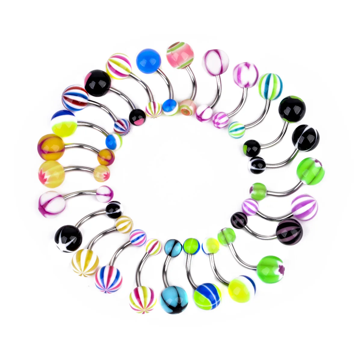 110pcs Stainless Steel Acrylic Body Piercing Tongue Bar Lip Nose Hoop Septum Ear Ring Belly Button Body Piercing Jewelry