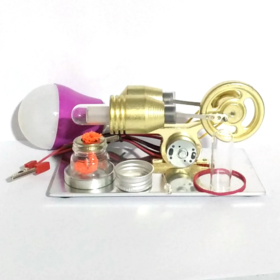 

UTOYSLAND High Quality Gold Color Quartz Cylinder Single Cylinder Stirling Engine Model Building Kits Toy