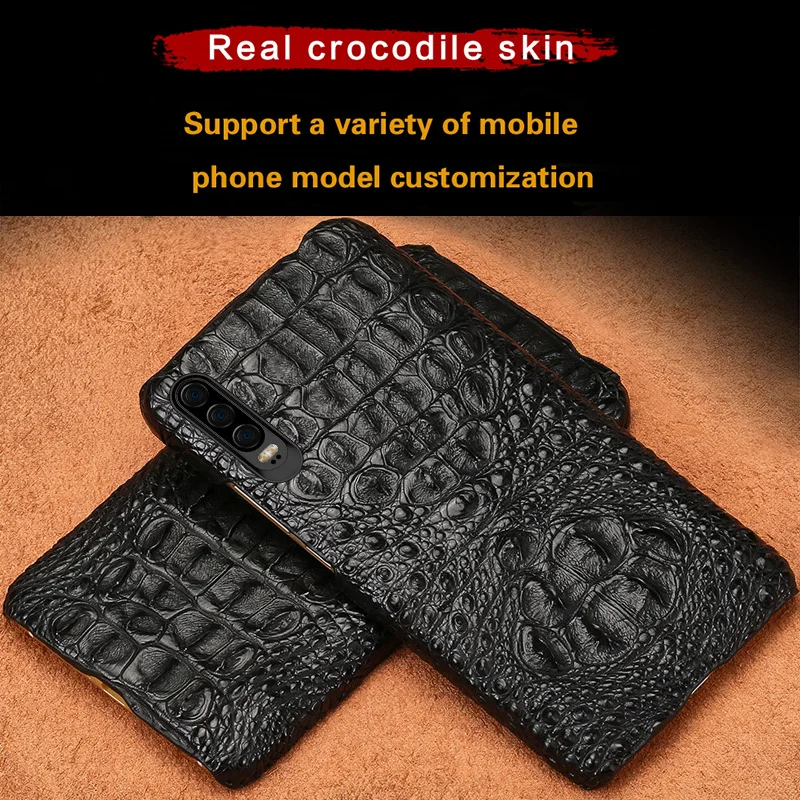 

LANGSIDI BRAND Luxury crocodile shockproof case for Huawei P30 pro original Real leather phone case back covers for Huawei p30