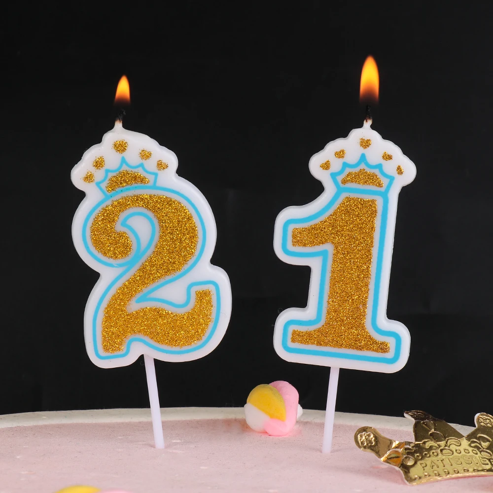 

1Pcs Glitter Gold Pink/Blue 1 2 3 4 5 6 7 8 9 0 Crown Number Candle for Kids Girls Boys Birthday Party Cake Candles Decorations