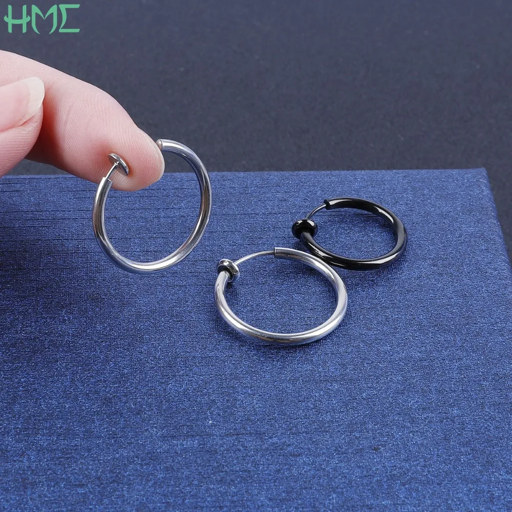 1pc NO Piercing Hole Ear Clip Rings Gold Color Titanium Stainless Steel Round Earrings for Women Men Male Punk Painless Brincos