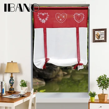

Roman Curtain Embroidered Heart Design Sheer Window Tulle Curtains For Kitchen Living Room Voile Screening Drape Panel