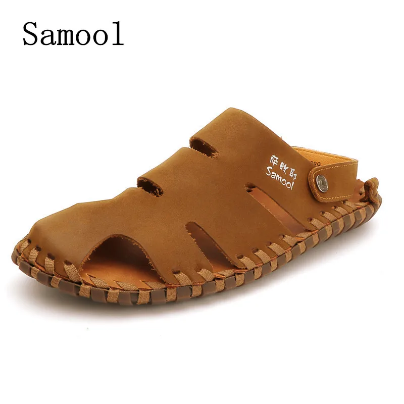 

Fashion Soft Men Sandals Leisure Summer Shoes Comfortable Men Beach Shoes buckle strap Men Sandals Leather Handmade High Quality