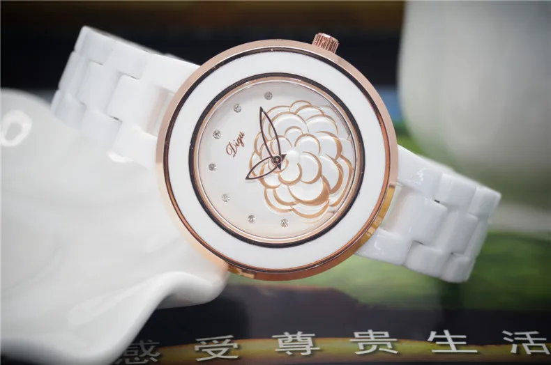 Digu люксовый бренд женские часы-браслет dazzle цветы красота пространство керамические девушки кварцевые наручные часы женские Montre Femme