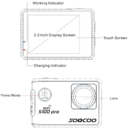 SOOCOO S100 PRO 4 K, Wifi, экшн-камера для занятий спортом, Камера Сенсорный экран Встроенный гироскоп с gps удлинитель(не входят в комплект), голос Управление Камера