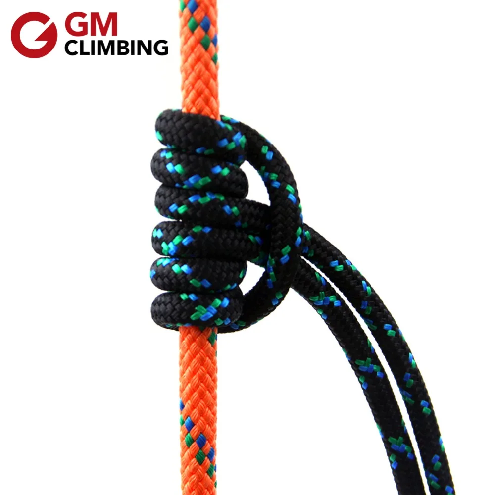 Нейлоновая плетеная веревка для альпинизма черная двойная оплетка 8 мм CE/UIAA 19kN