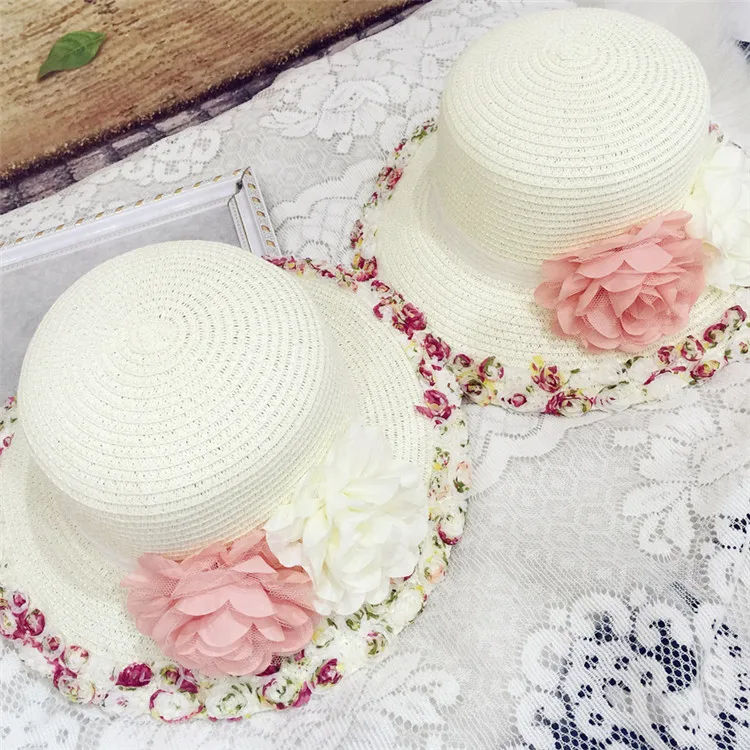 2018 Summer New Arrived Sweet Lady Lace Floral Straw Hat Outdoor Sunscreen Casual Beach Sun Hat ACA79 (11)