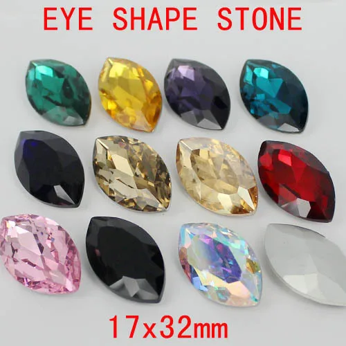 

20cs 17x32mm Marquise Glass Stones Eye Shape Loose Imitation Crystal Rhinestones Great For Scrap Booking Home Decoration