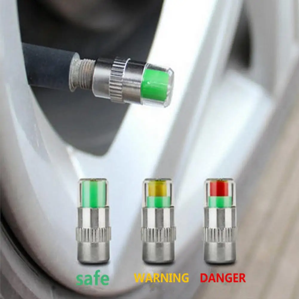 Adeeing 4 шт. 2,4 Бар автомобильных шин давление мониторинга клапан кепки сенсор Индикатор 3 цвета глазное предупреждение мониторинга шин
