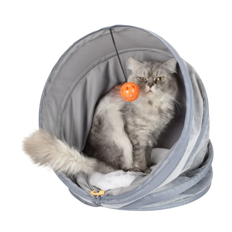

Cat Bed Tunnel Warm Kitten Puppy Foldable Kennel Soft Pet Cat Lattice Cozy Soft Squeaking Sleeping Bag Play Toy Nest Supply