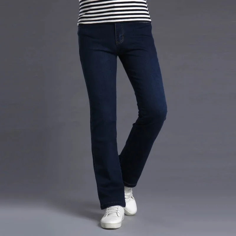 Новые мужские расклешенные Джинсы для женщин загрузки вырезать ногу Flared wlastic Slim Fit середине талии мужской дизайнер классические джинсы