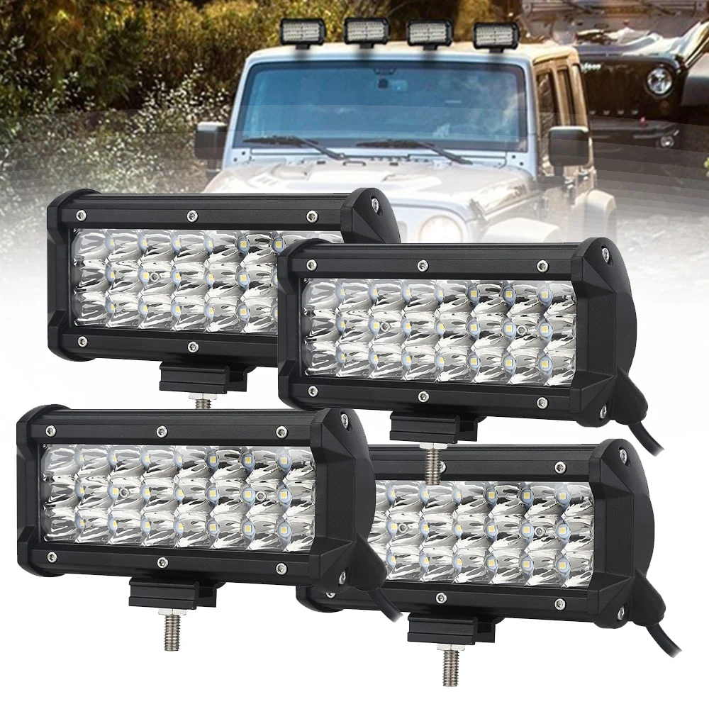 

7 inch Tri row LED Lights Super Bright Combo LED Strip Light Off-Car Top Refit Light Bar for Truck Jeep Off-road Driving Lights