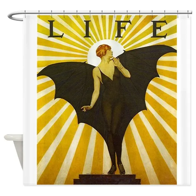 Art Deco Bat Lady Pin Up Fler Decorative Fabric Shower Curtain Art Deco Bat Lady Pin Up Fler Decorative Fabric Shower Curtain Bath Products Bathroom Decor With Hooks Waterproof