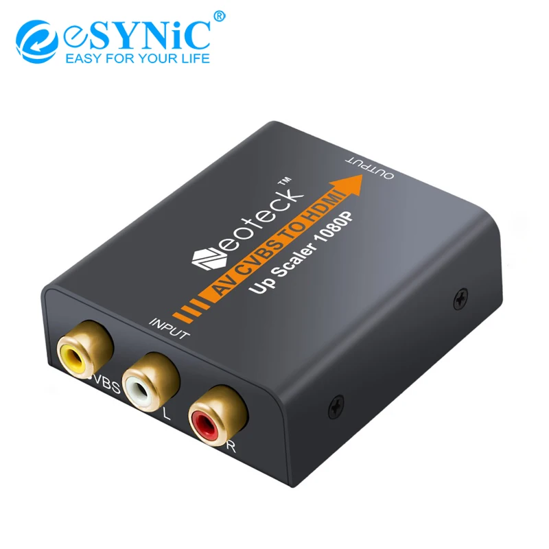 ESYNiC Мини CVBS к HDMI конвертер Full HD AV адаптер для ТВ ПК PS3 STB Xbox VHS VCR Blue-Ray DVD плееры 1080P 3RCA