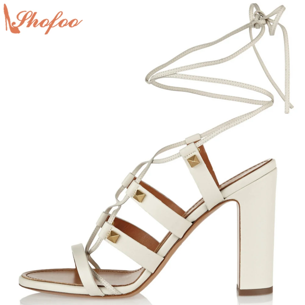 

Strappy High Heel Sandals Women Summer Sandals Black White Casual Party Woman Heels Shoes Zapatos Plus Size 4-16 Shofoo Design