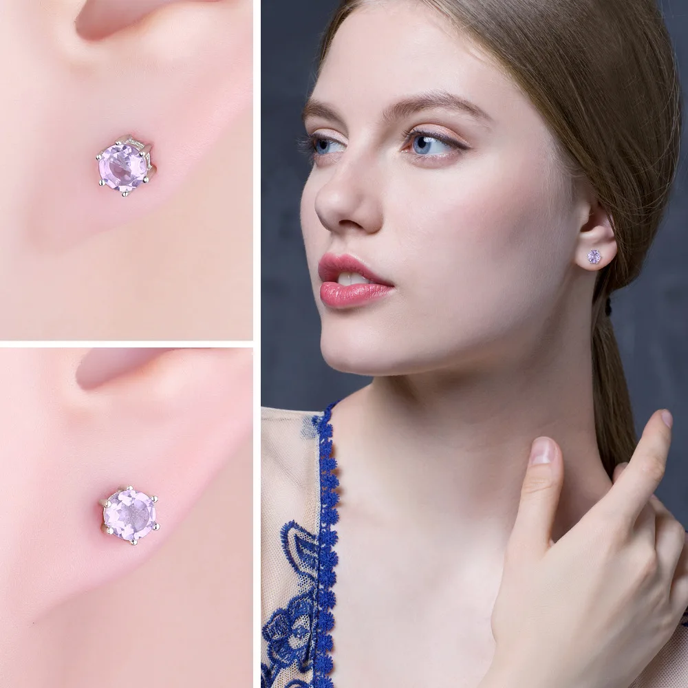 Jewelrypalace круглый 0.9ct Природный аметист Серьги гвоздики твердых стерлингового