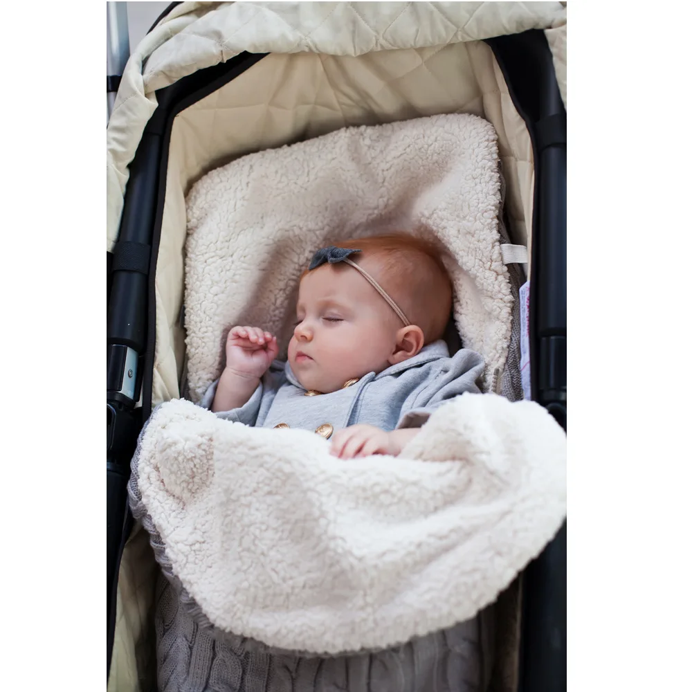 

Thick Newborn Sleeping Bag Baby Warm Diaper Blanket Infant Trolley Sleep Bag Feet Baby Swaddle Wrap Knit Envelope