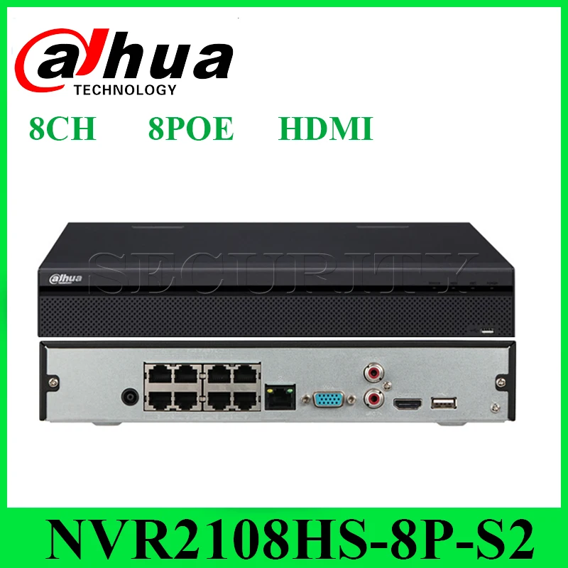 

Dahua Original NVR2108HS-8P-S2 8 Channel Compact 1U 8PoE Lite Network Video Recorder 2 USB Ports Replace NVR 2104HS-P-S2