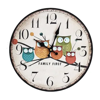 

DIY Wooden Wall clock Home Decor Large Electronic Clock 5 Owl Pattern Plastic Cover Craft Gadgets reloj Saat Wall Clock wandklok