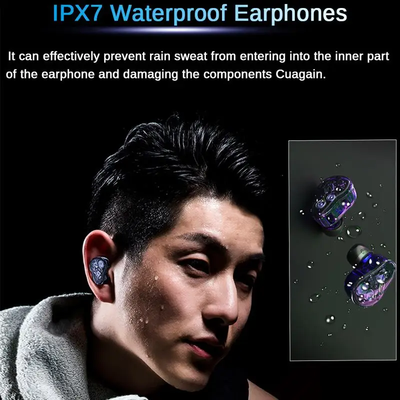 TWS 5.0 bluetooth earphone HiFi Bass Graphene Smart Touch IPX7 Waterproof Wireless earbuds for iphone Xiaomi