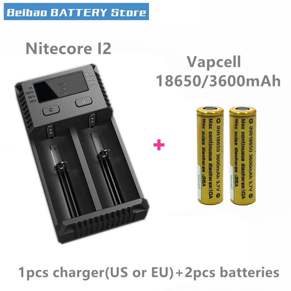 Vapcell INR 18650 аккумулятор 3600 мАч 35A аккумуляторная батарея для E-CIG дыма с Xtar VC2 зарядное устройство Nitecore зарядное устройство Liitokala чехол - Цвет: Черный