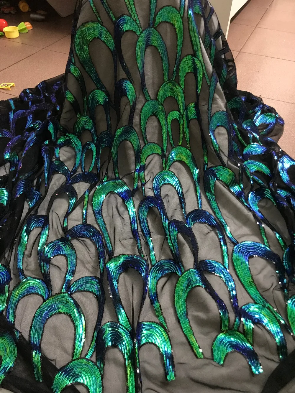 

SYJ-5619 embroidered African Tulle Lace Fabric sequins French Lace Fabric with top quality